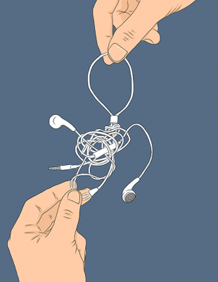 The headphones in this image depict the inherent ‘knotting’ problem that arises during chromatin loop formation as DNA is channe