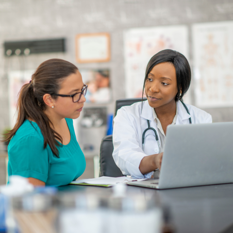 Female doctor and female patient