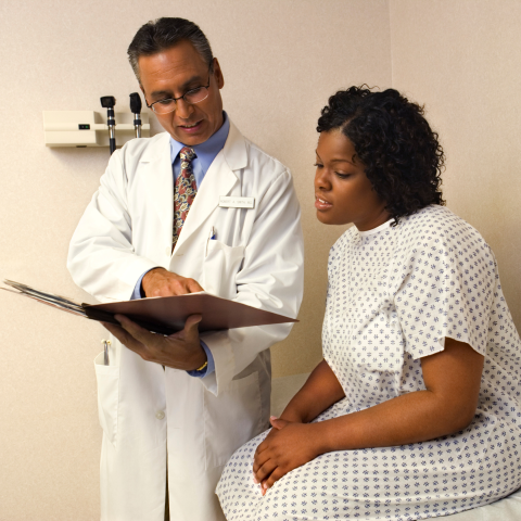 Male doctor and female patient