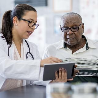 stock image of doctor and patient