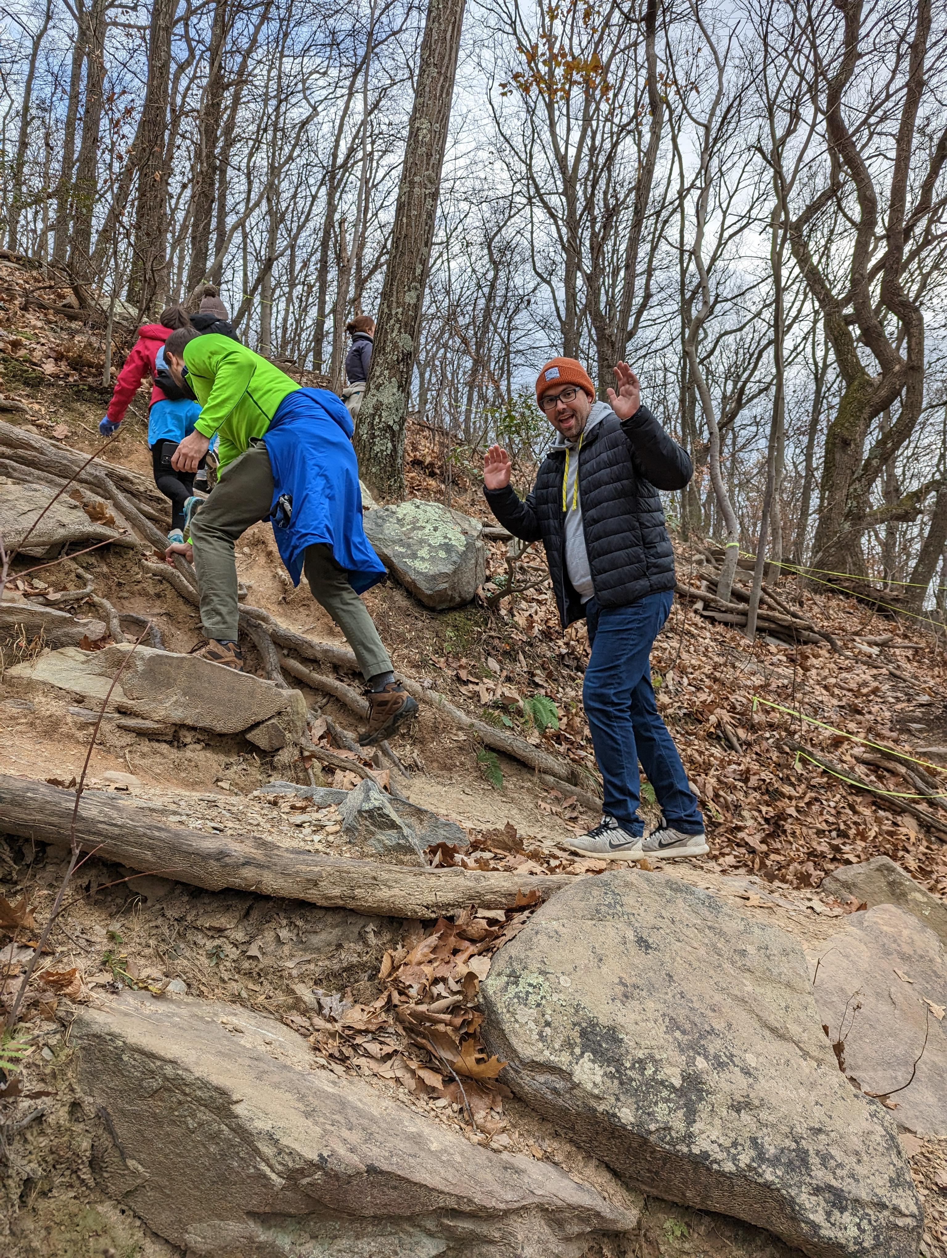 A winter climb up the Appalachian Trail to Weverton Cliffs.