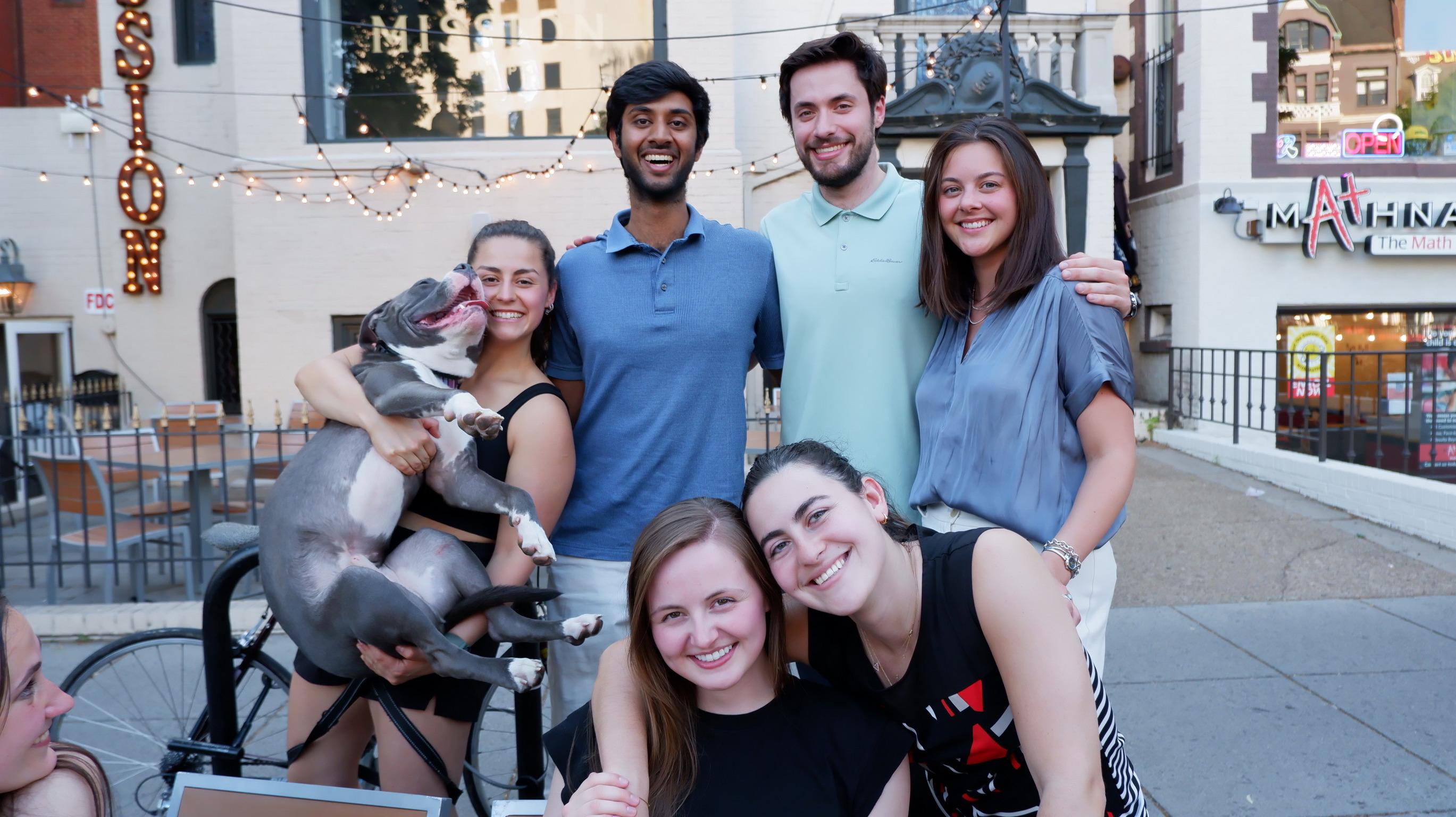 A few members of the Figg lab at a happy hour after the NIH Postbac Poster Day, May 2024.