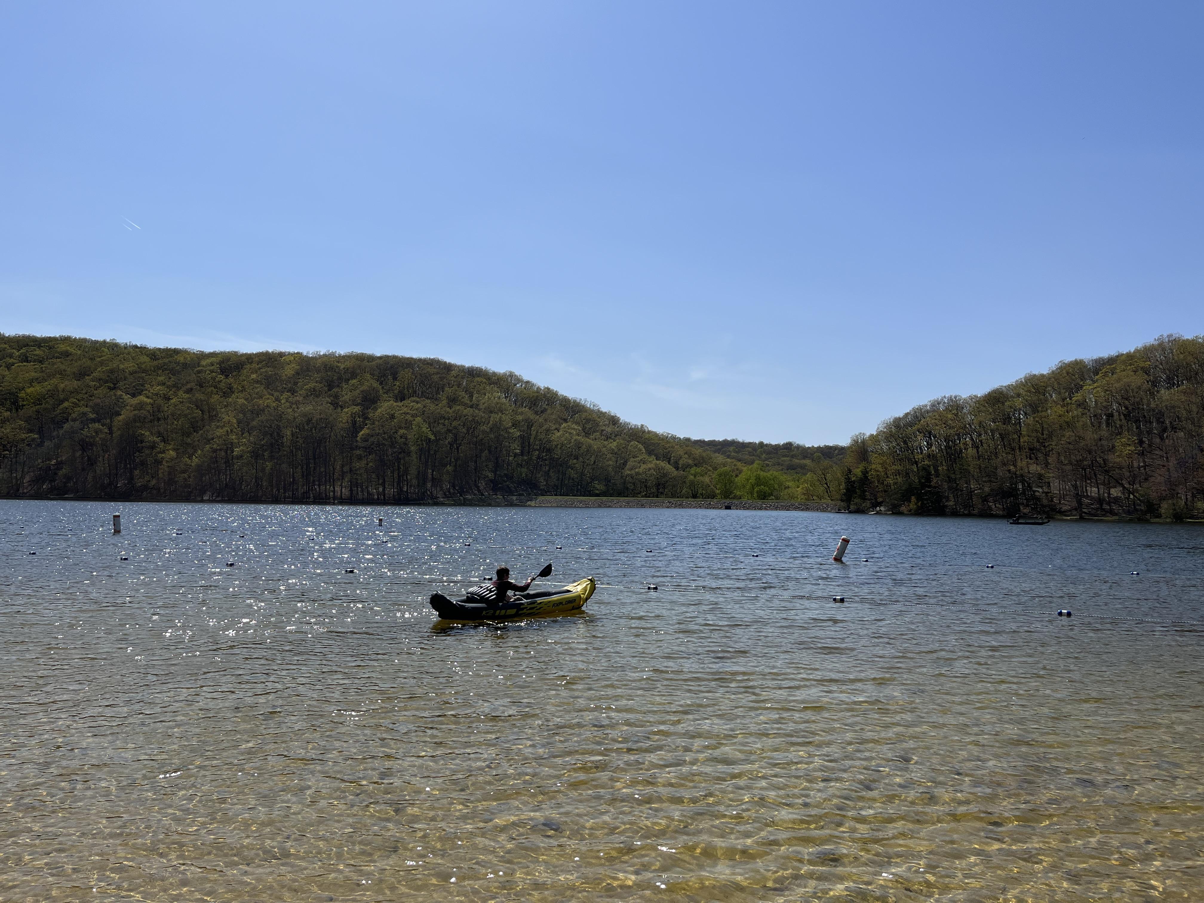 A kayak on the lake in the park